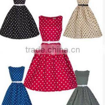 euramerican hot sale hepburn styles women dresses 50s vintage polka dot high waist tutu rockabilly dress fashion dress