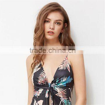 Black Floral Ladies Jumpsuit, 2017 Fashion Deep V-neck Long Romper photo-6