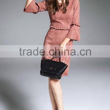Women's Spring/autumn New Style Slim Fit Suede Dress photo-4