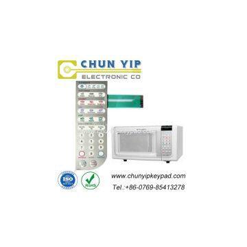 Autotex metal dome self adhesive membrane switch for microwave oven