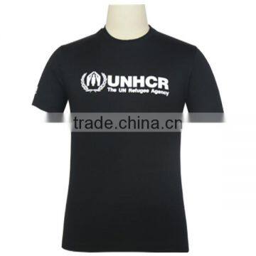 Silk Screen Printing Short Sleeve Black Scoop Neck T Shirt For Men photo-2