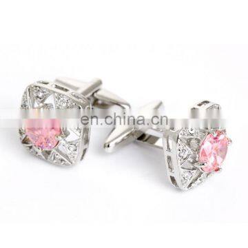 Luxurious Pink Diamond Stone Unisex Shirt Jewelry Cufflinks Brand photo-4