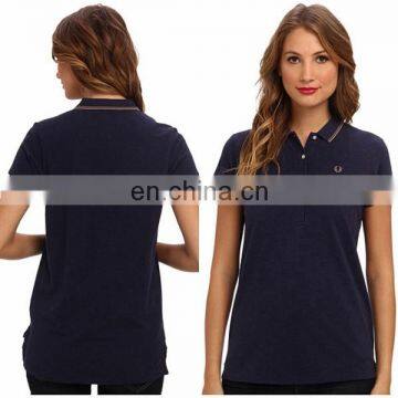 2014 Hot Sale Short Sleeve Dark Blue Polo Woman Shirt