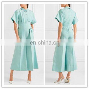 High Quality Elegant Wool Blend Wide Leg Jumpsuits Pant Rompers With Sleeves