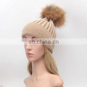 Sweet miscellaneous knitting woolen hat fashion raccoon hair ball warm hat