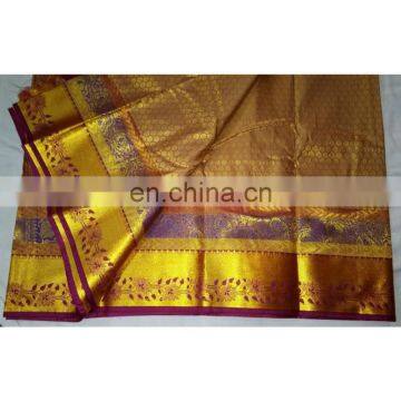 Indian Traditional Art Handmade Heavy Zari Work Pure Kanchipuram Silk Saree photo-3