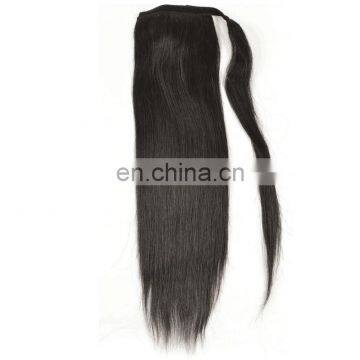 Wholesale 8A Top Grade 100% Human Hair Black Clip Wrap Around Ponytail