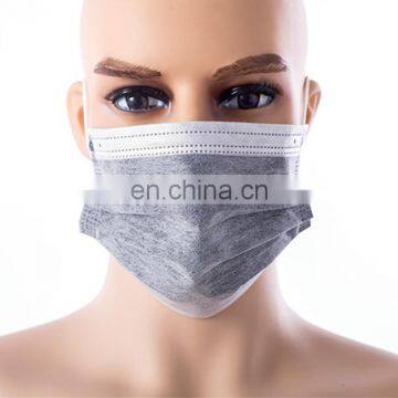 3 Ply Face Mask Non Woven Activated Carbon Disposable Earloop Grey FaceMask