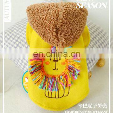 Pet Dog Simba Lion King Puppy Yellow Hoodie Woolen Cloth Clothes Tassel photo-7