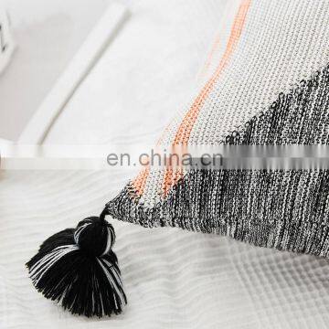 I@home Geometric Splicing Triangle Ball Tassel Fringe Cotton Sofa Pillow Cushion Cover