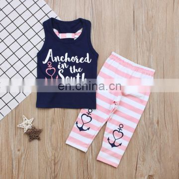 Printed Toddler Stripe Pant Outfit Casual Kids Summer Clothing Sets