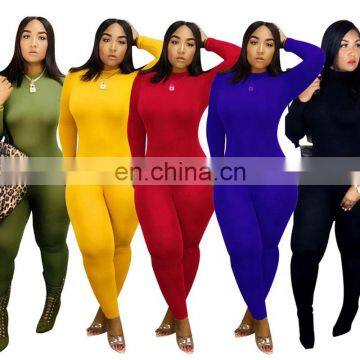 Fall Autumn Winter Women Jumpsuits Elastic Turtlerneck Full Sleeve Sexy Rompers Night Club Party Outfits One Piece Casual