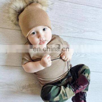 Baby Crochet Hats With Plush Fur Balls Toddler Boys Girls Knitted Beanie Pom Poms 6M-5T