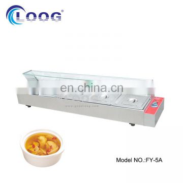 Fast food equipments Food Warmer 5 Pot Wet Well Electric Bain Marie With Sneeze Guard