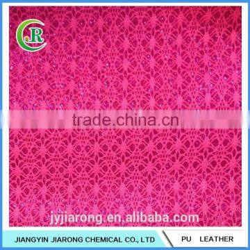 Low Price Spider Mesh Glitter PU Leather Fabric photo-2
