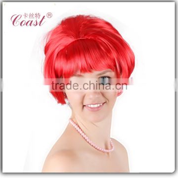 factory high quality short red synthetic cosplay wig