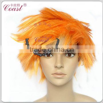 Short orange color naruto men cosplay wig