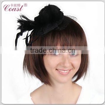 wedding bridal black feather headdress flowers headband