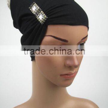 Black Islamic Turban Muslim Underscarfs With Side Pleats photo-2