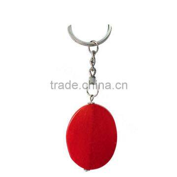 2014 New Style 41*32*5mm red oval Agate Beads Gematone Keychain