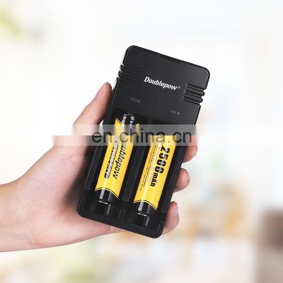 Fast Charge 5V 2A 2 slots 10440 14500 16340 18500 18650 21700 26650 Lithium ion rechargeable Portable USB battery charger