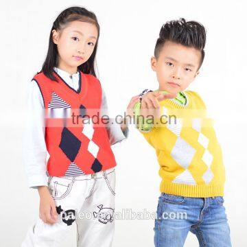 boutique 100% cotton knitted sleeveless v-neck pullover clothing for kids