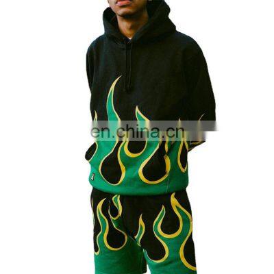 OEM custom design men tracksuit custom logo hoodie & shorts 2 pcs set tracksuit