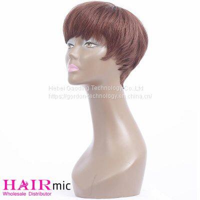 Short Red Brown Human Hair Wig With Wholesale Price photo-4