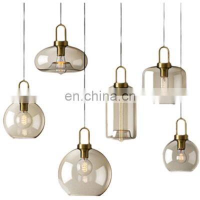 Modern simple glass pendant light Nordic restaurant goldfish bowl glass chandelier