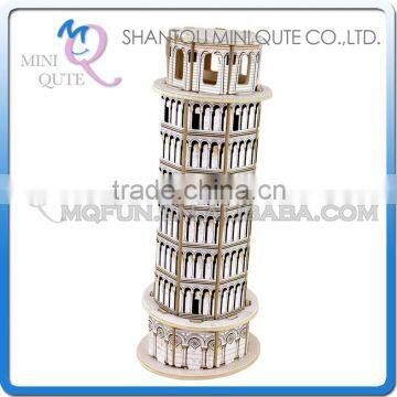 Mini Qute 3D Wooden Puzzle Leaning Tower of Pisa world architecture famous building Adult model educational toy gift NO.MJ212