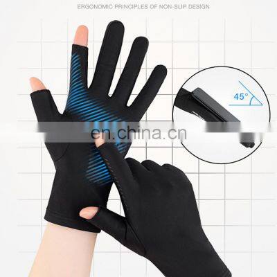 Touch Screen Cycling Summer Ice Silk Sunscreen Outdoor Half Finger Sports Driving Hand Fishing Gloves photo-4