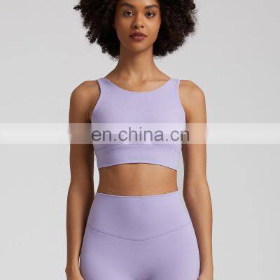 High Neck Hollow Out High Quality Breathable Yoga Tops Gym Backless Crop Sports Bras Nylon Spandex photo-3