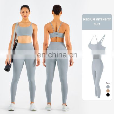 Outdoor wear Custom Logo In Stock Leggings Fitness Women Clothing Gym Wear Yoga Set