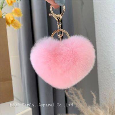 60Plush love keychain Wrasse rabbit hair bag with cute heart pendant Hairball accessory backpack pendant