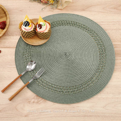 Wholesale 38 cm Olive Green Colored Round Woven Table Place Mat For Wedding Table Decoration