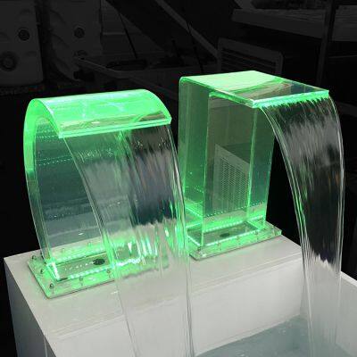 8 mm Thickness Acrylic Waterfall Swimming Pool Fountain Colorful LED light Waterfall