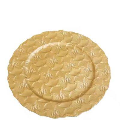 Eco-Friendly Gold Wedding Table Decoration Modern round Plastic Charger Plates for Food Wholesale
