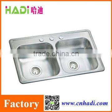 Double Bowl Top Mount Stainless Steel Sink with top quality HD8448