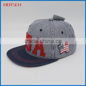 100% cotton fashion wholesale stripe snapback caps/hats