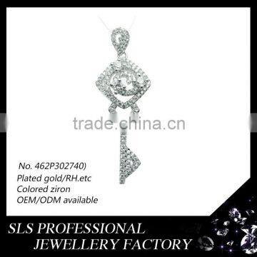 925 silver jewelry gemstone jewelry CZ micro paved jewelry butterfly key pendant