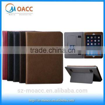 New Hotsale genuine leather case for ipad air 2 case leather with hand strap and stand