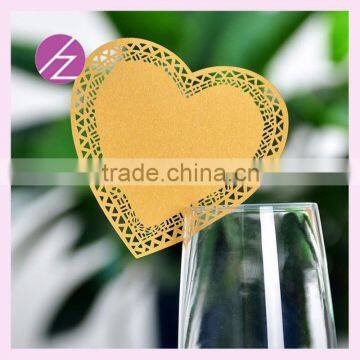 Custom Manufacturer Love Heart Shape Laser Cut Wedding Wine Glass Place Card JK-75 photo-2