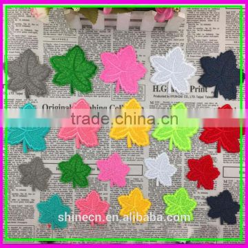 Trial Order Sew-on Iron on Cheap OEM ODM Colorful Stock 3D ebroideried Garments Accessories Leaf Patches