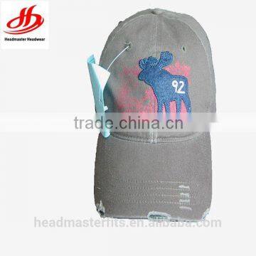 Wholesale custom 6 panel distressed baseball caps with embroidery