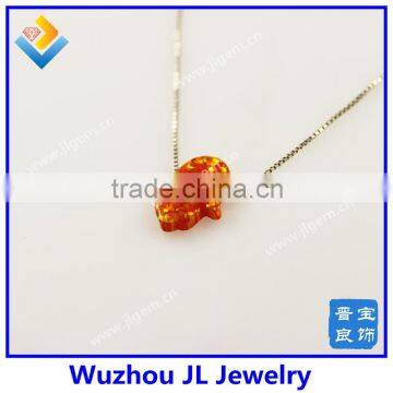2015 New Arrived Synthetic Orange Opal Hand Opal Pendant S925 Silver Chain Necklace With Wholesale Price photo-2