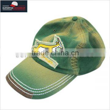 hot sale patch embroidered logo frayed baseball cap