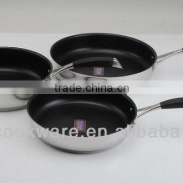 Factory 18/8 Stainless Steel frypan with Whitford non-sticking coating