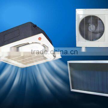 Hybrid flat plate solar air conditioner without solar panel