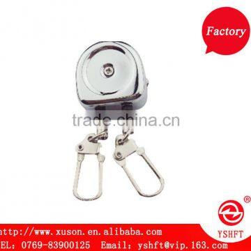 Metal rdouble pull etractable reel with pin and metal hooks