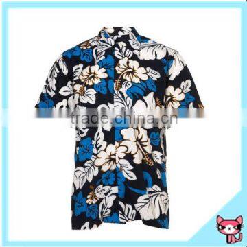 Customize Big Flower Printed Hawaiian Cotton Shirts